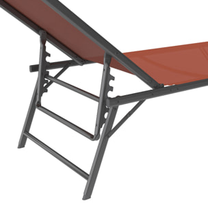 Transats inclinables Malaga 4 positions terracotta - lot de 2