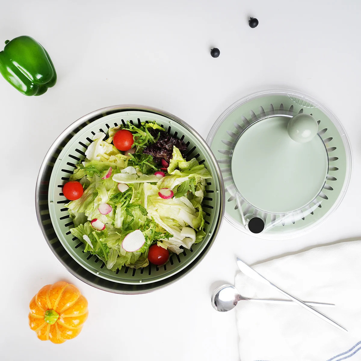 Essoreuse à salade 2-en-1