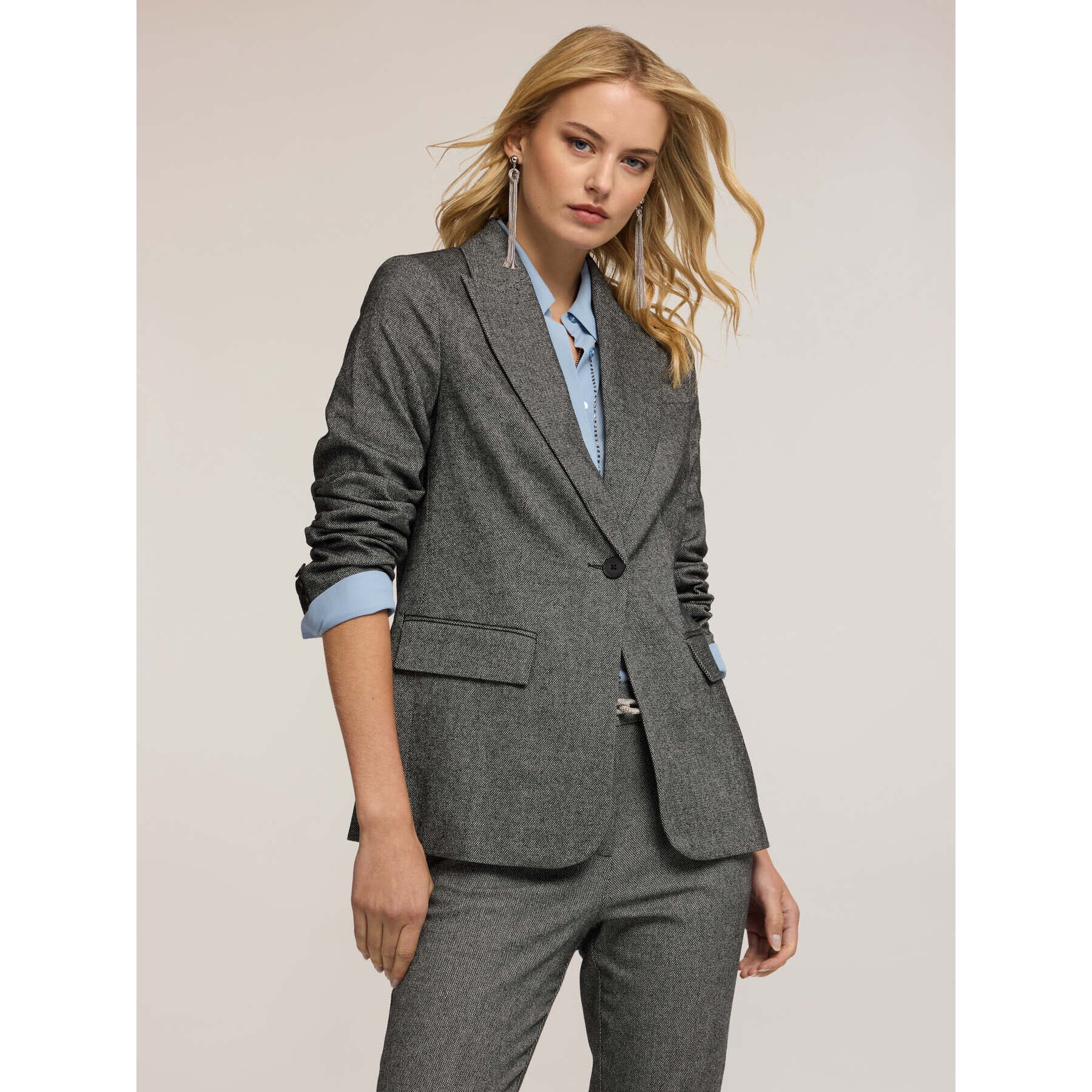 Motivi - Chaqueta estructurada de un botón en tejido armaturado - Gris