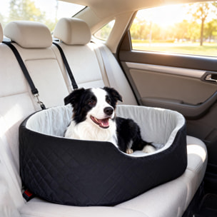 Asiento de Coche para Perros Pequeños y Medianos, Asiento de Coche para Mascotas de hasta 15 kg con Funda Extraíble y Lavable, Cama de Viaje con Cinturón de Seguridad y Base Antideslizante