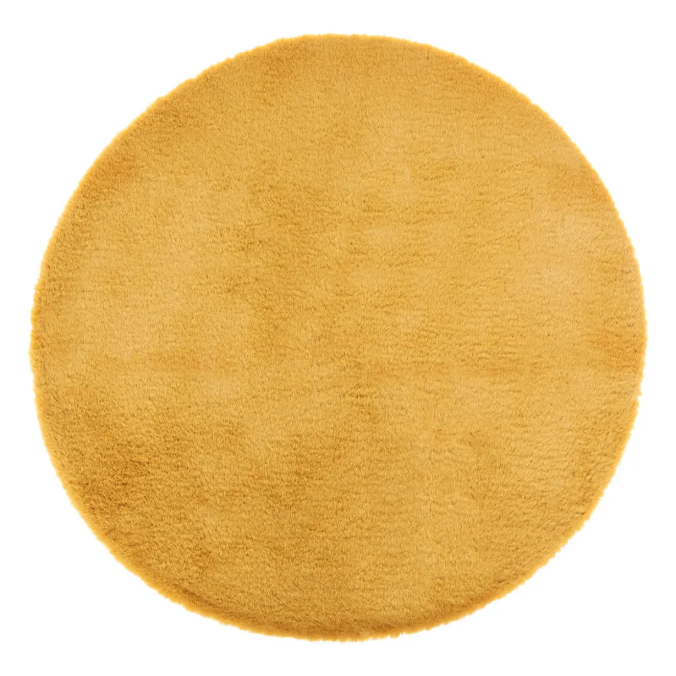 Tapis extra doux - effet fourrure - jaune moutarde D80 cm