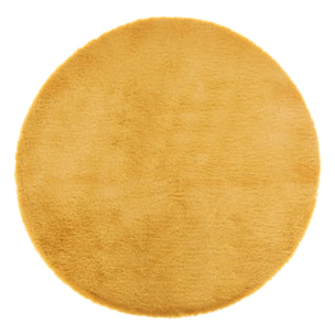 Tapis extra doux - effet fourrure - jaune moutarde D80 cm