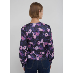 Blusa in simil satin con fusciacca