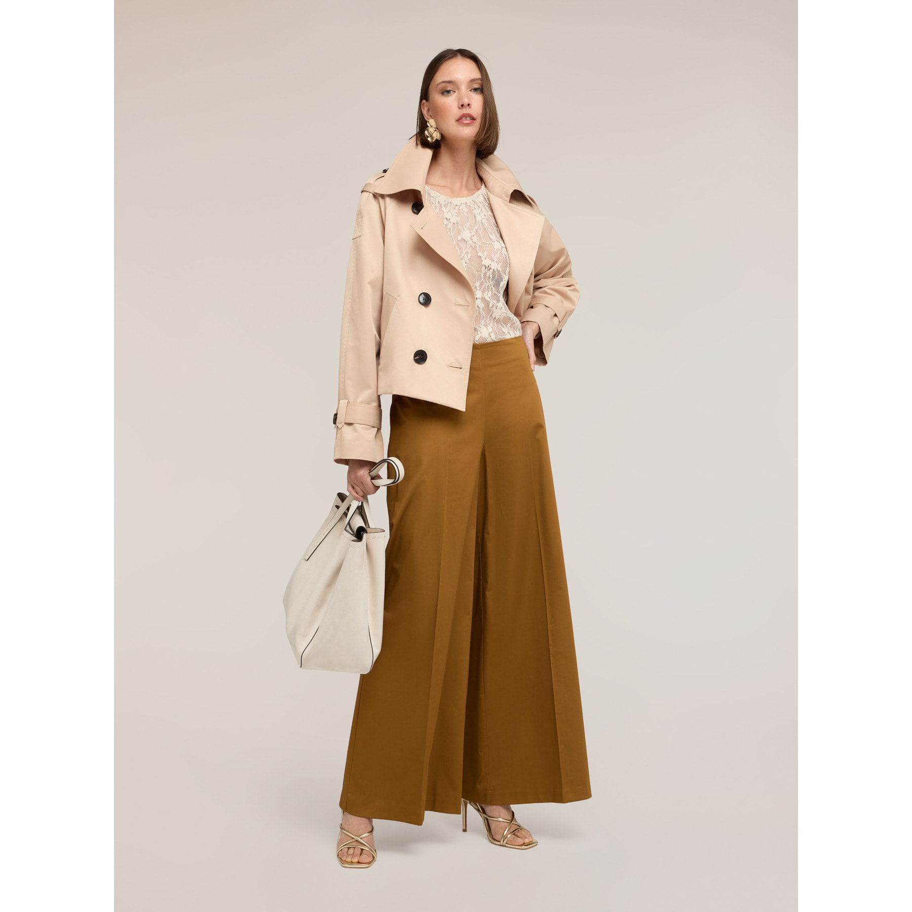 Motivi - Pantaloni palazzo in popeline - Beige