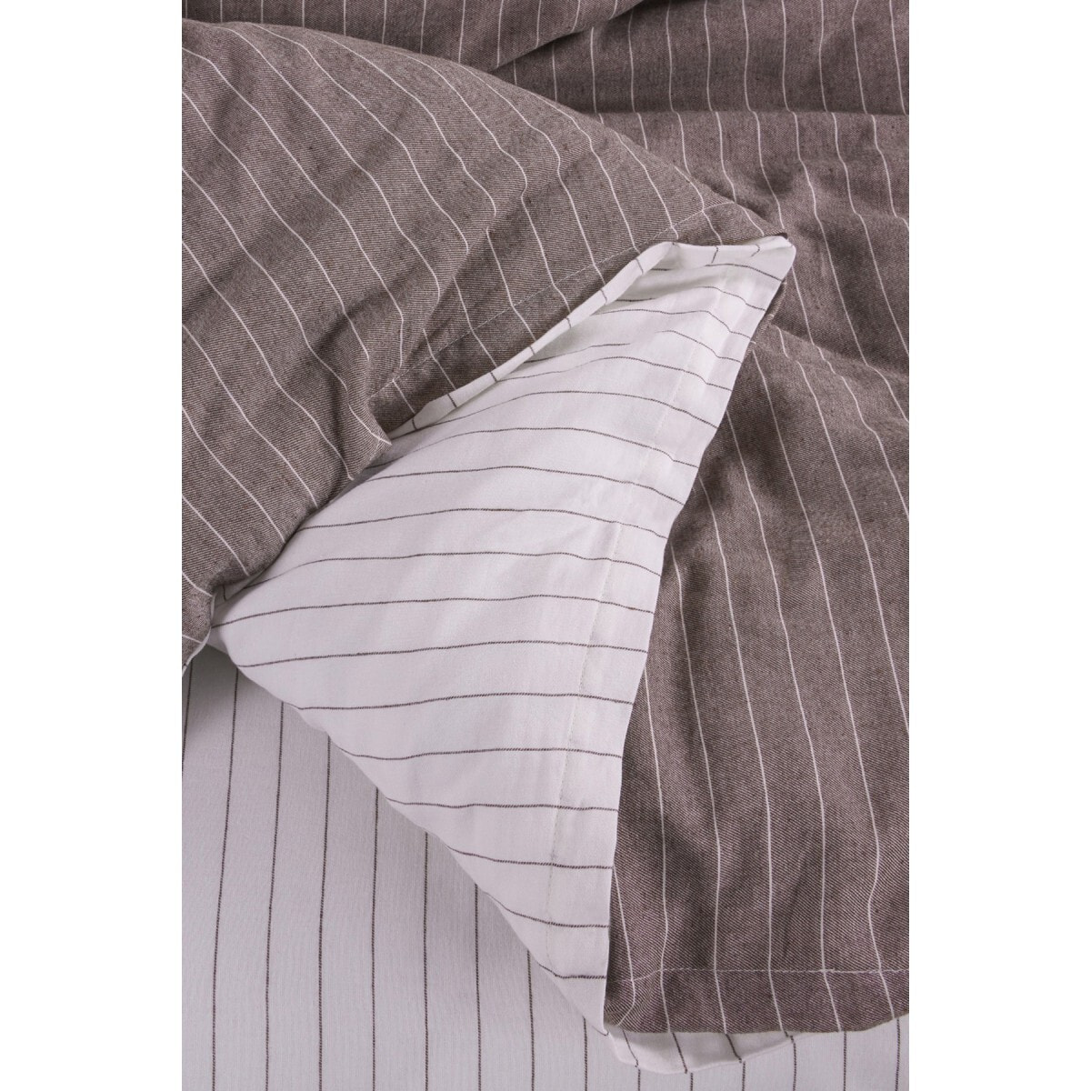 Parure de lit 100% coton tisse teint Marron