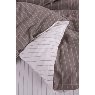 Parure de lit 100% coton tisse teint Marron