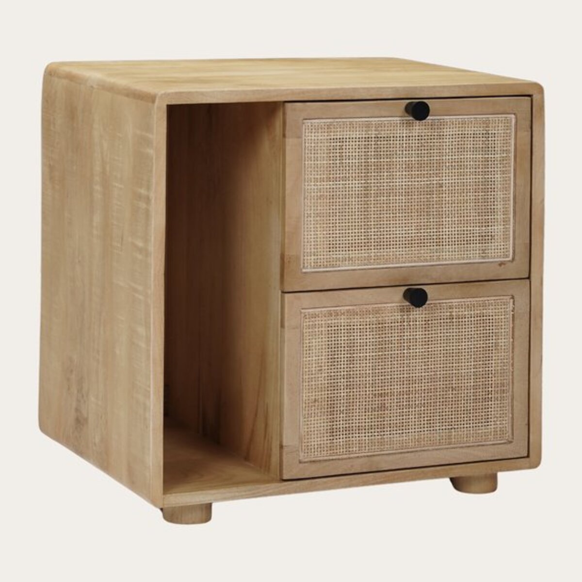 Table de chevet Lucca -bois massif de manguier et rotin-couleur catuai 52 x 53 x 40 cm