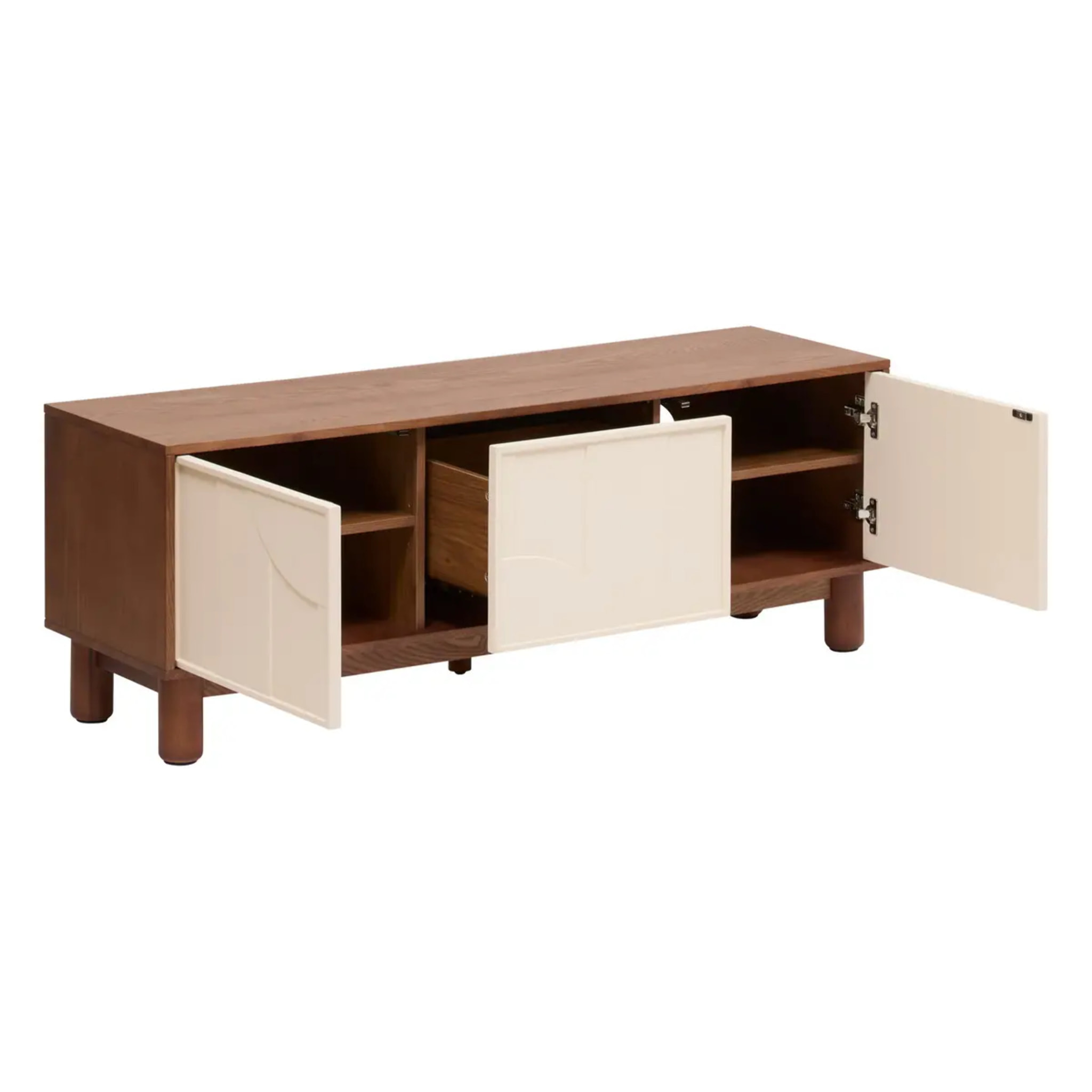 Meuble bas 2 portes 4 étagères Jilani marron 140x40cm