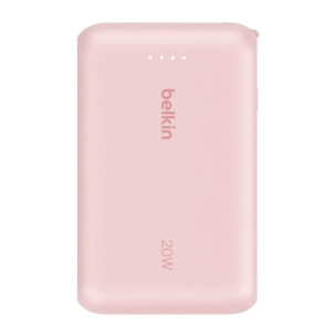 Batterie externe BELKIN 10000 mAh avec cable USB-C intégre pink