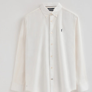 Camicia ecrù in popeline regular fit con logo Rigby Go