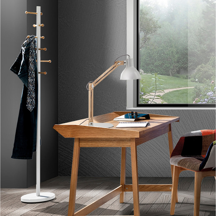 Lampe à poser Tomasucci VARM, en acier et bois, blanc