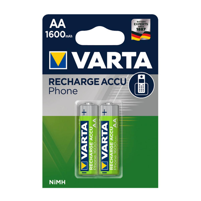 Varta - Pile rechargeable AA 1600 mAh Phone Accus blister de 2