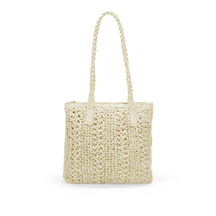 Bolso de playa beige en rafia