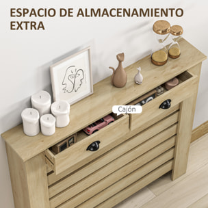 Cubre Radiadores con Cajón Cubreradiador de MDF Cubierta para Radiador para Salón Dormitorio Pasillo 111x19x95,5 cm Roble