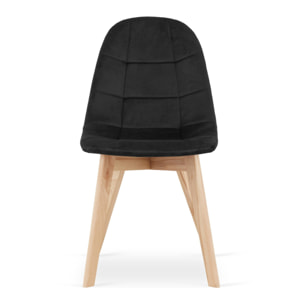 Sedia Bora in velluto nero con gambe in faggio
