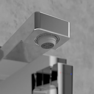 Mitigeur lavabo mural Architectura Square avec vidage Push Open Chrome
