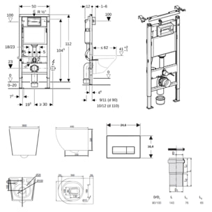 Duofix pack WC bâti-support 112 cm + WC suspendu sans bride Ceramia PixL avec abattant SoftClose + plaque (GEBCEPXBMT04-FR)