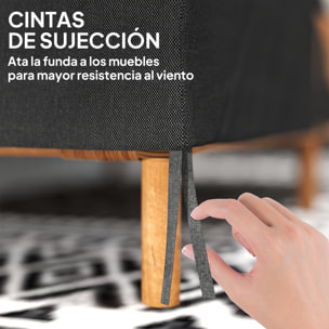 Funda para Banco de Jardín 2 Plazas, Funda Sofá Exterior Impermeable, Tela Oxford 600D con Recubrimiento, 140x84x56/94 cm para Patio, Terraza, Negro