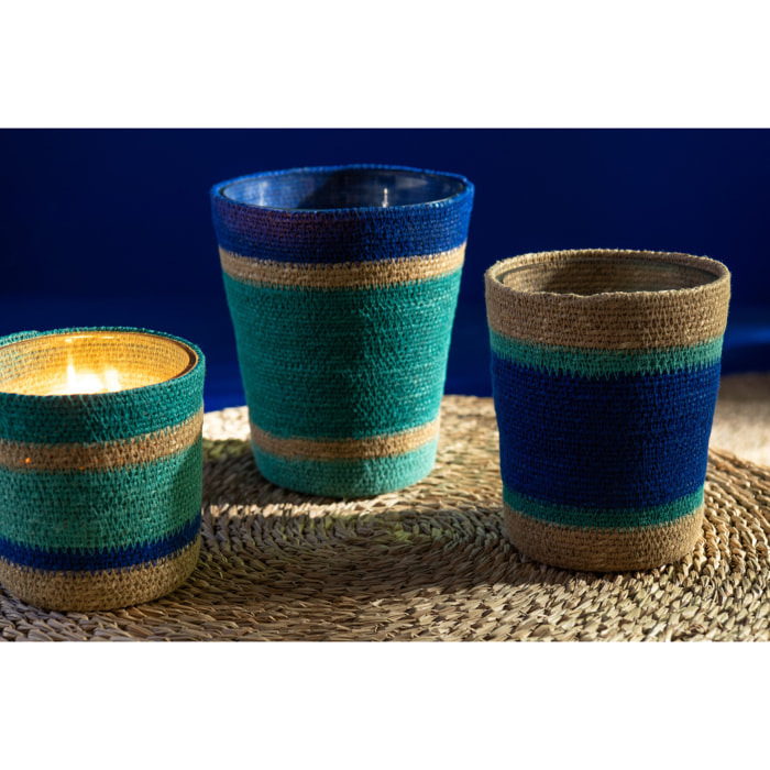 J-Line bougie parfumée Panier - Seaside Bliss - verre - bleu - medium - 55H