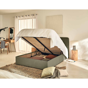 Goyave - lit coffre - 140x190 - en tissu - sommier inclus - Vert