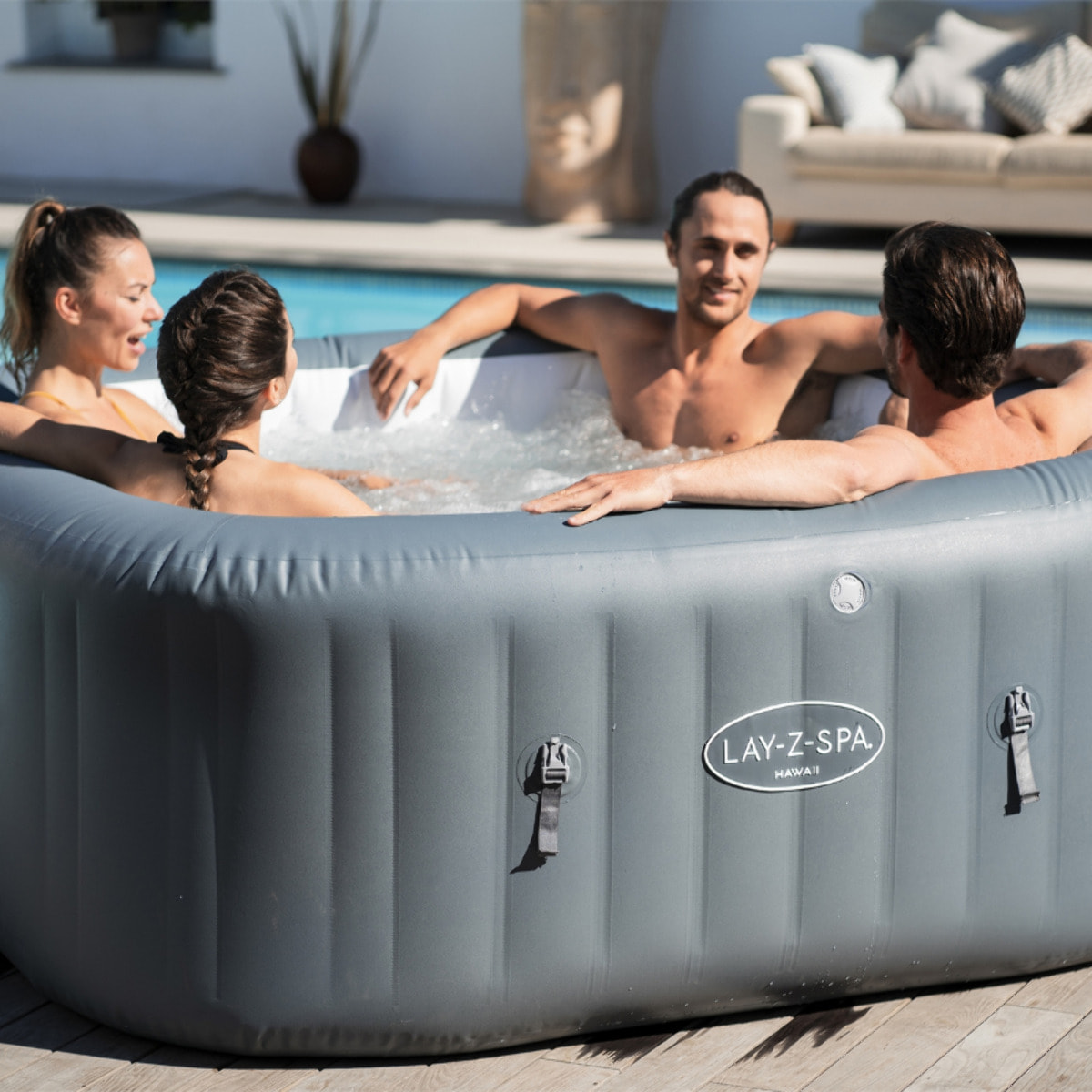 Bestway Spa gonflable carré Lay-Z-Spa Hawaii HydroJet Pro 4-6 personnes