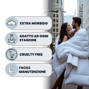 PIUMINO 4 STAGIONI PRESTIGE, Estivo 100gr + Autunnale 200gr, Microfibra, Made in Italy