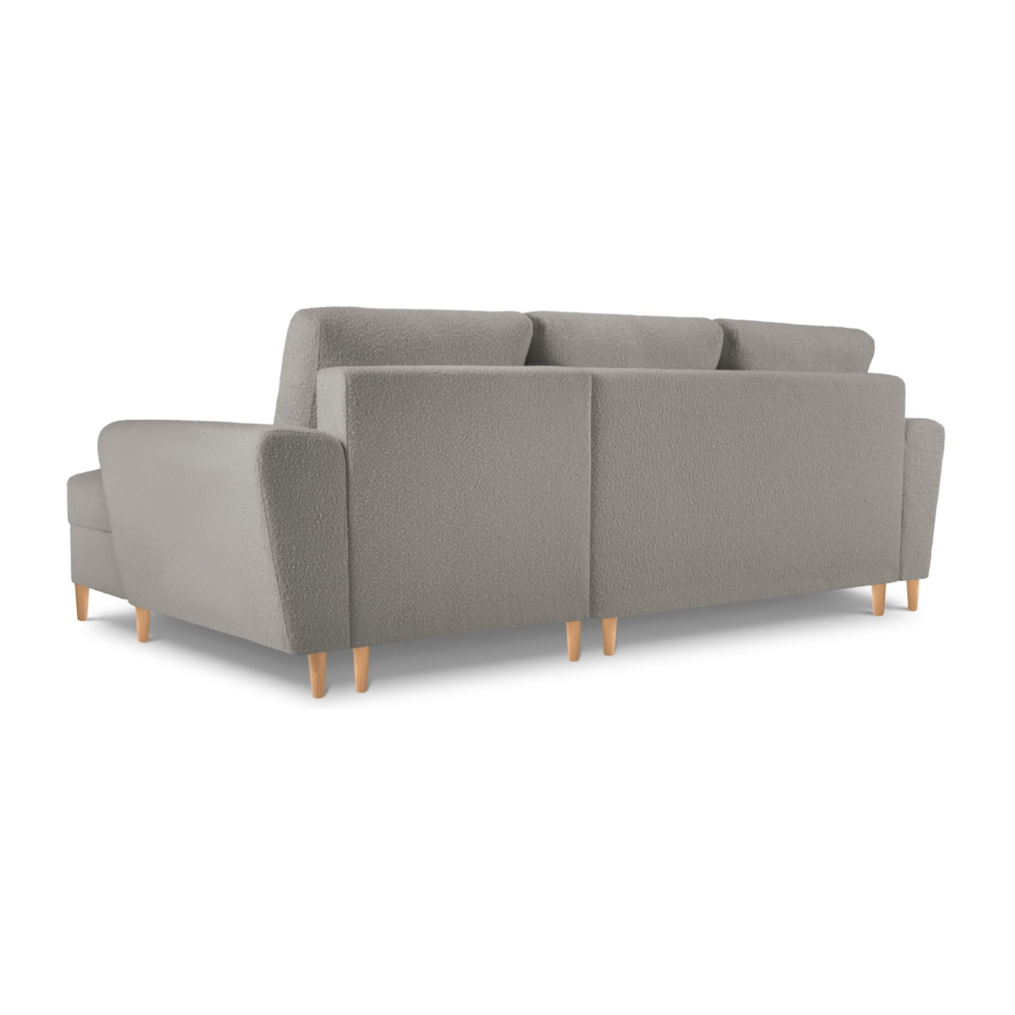 Canapé d'angle droit convertible avec coffre de rangement "Kyoto" 4 places en bouclé gris