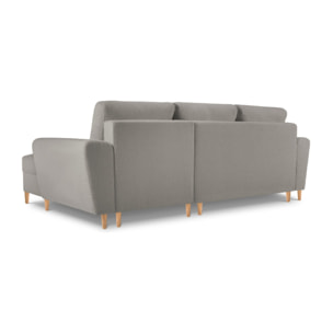 Canapé d'angle droit convertible avec coffre de rangement "Kyoto" 4 places en bouclé gris