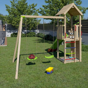 Aire de jeux bois 2,20 m SMART XPLORER - 7 enfants