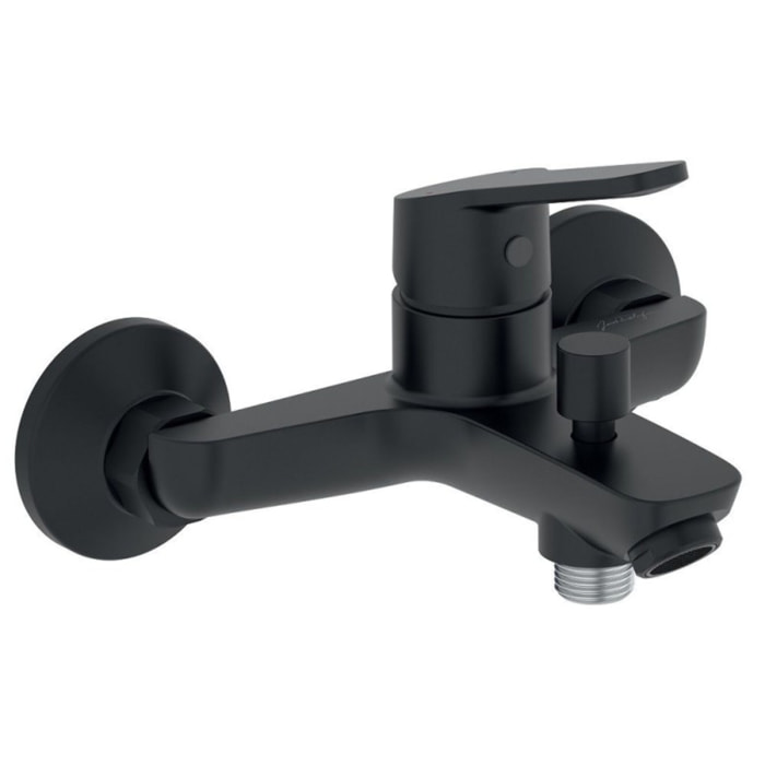 Douchette stick Shift Ellipse noir et chrome avec mitigeur bain douche et flexible lisse anti-torsion Noir