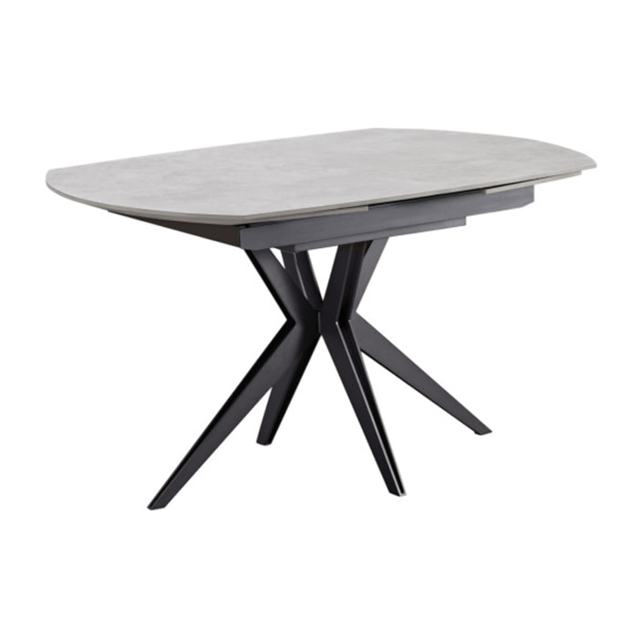 Table de repas ovale extensible 130 à 190 cm en céramique gris - SOPHIE