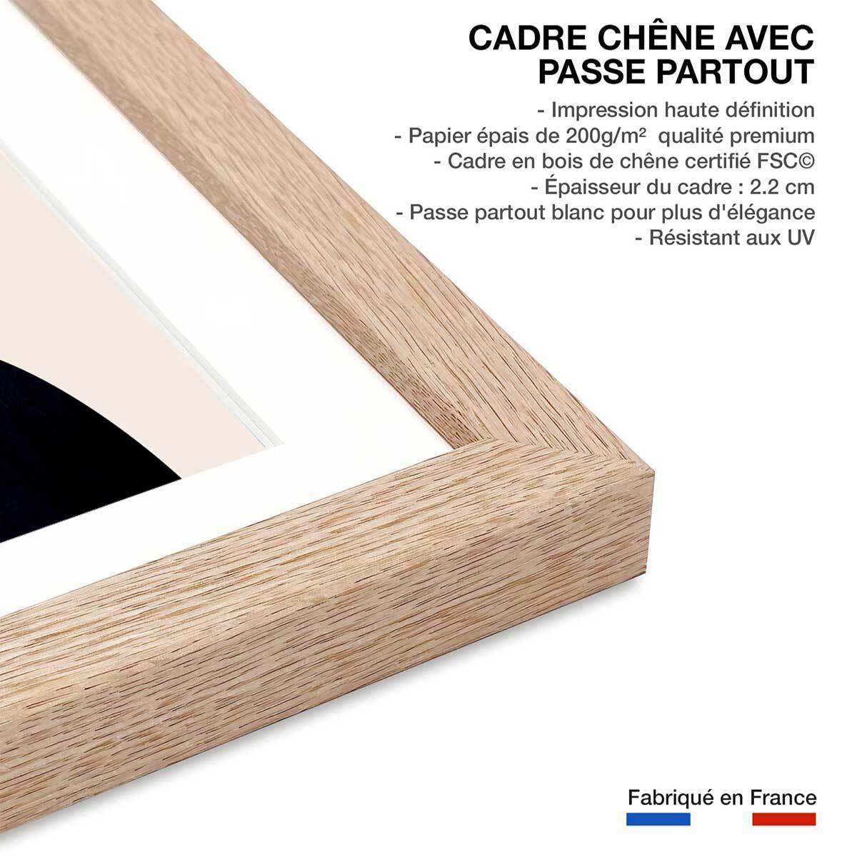 Affiche ""Coucher de lune"" Affiche + cadre en bois - Chêne