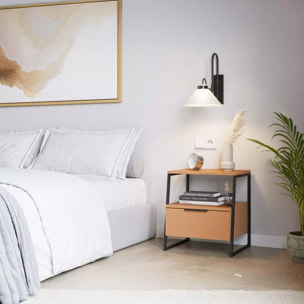 Mesita de noche Oksa Terracota - Negro