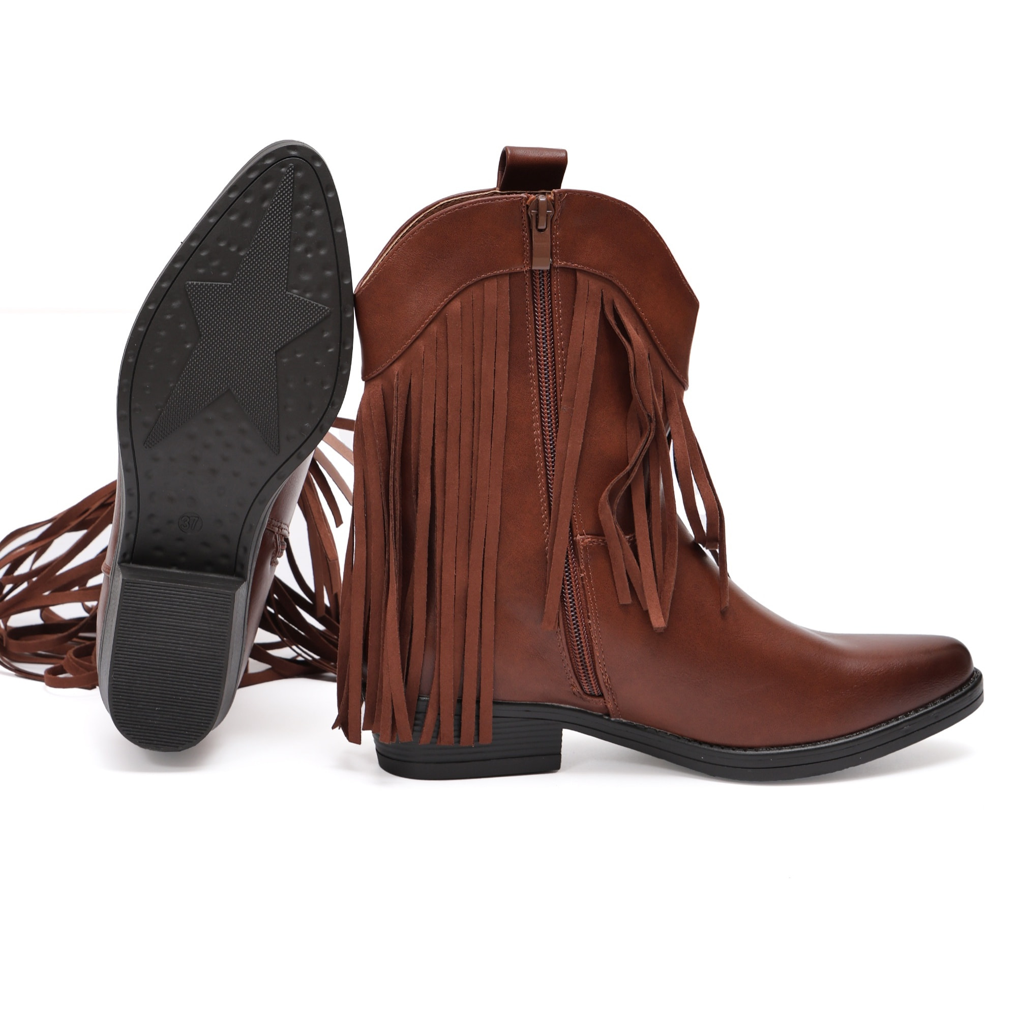 Stivaletto in simil pelle con frangia