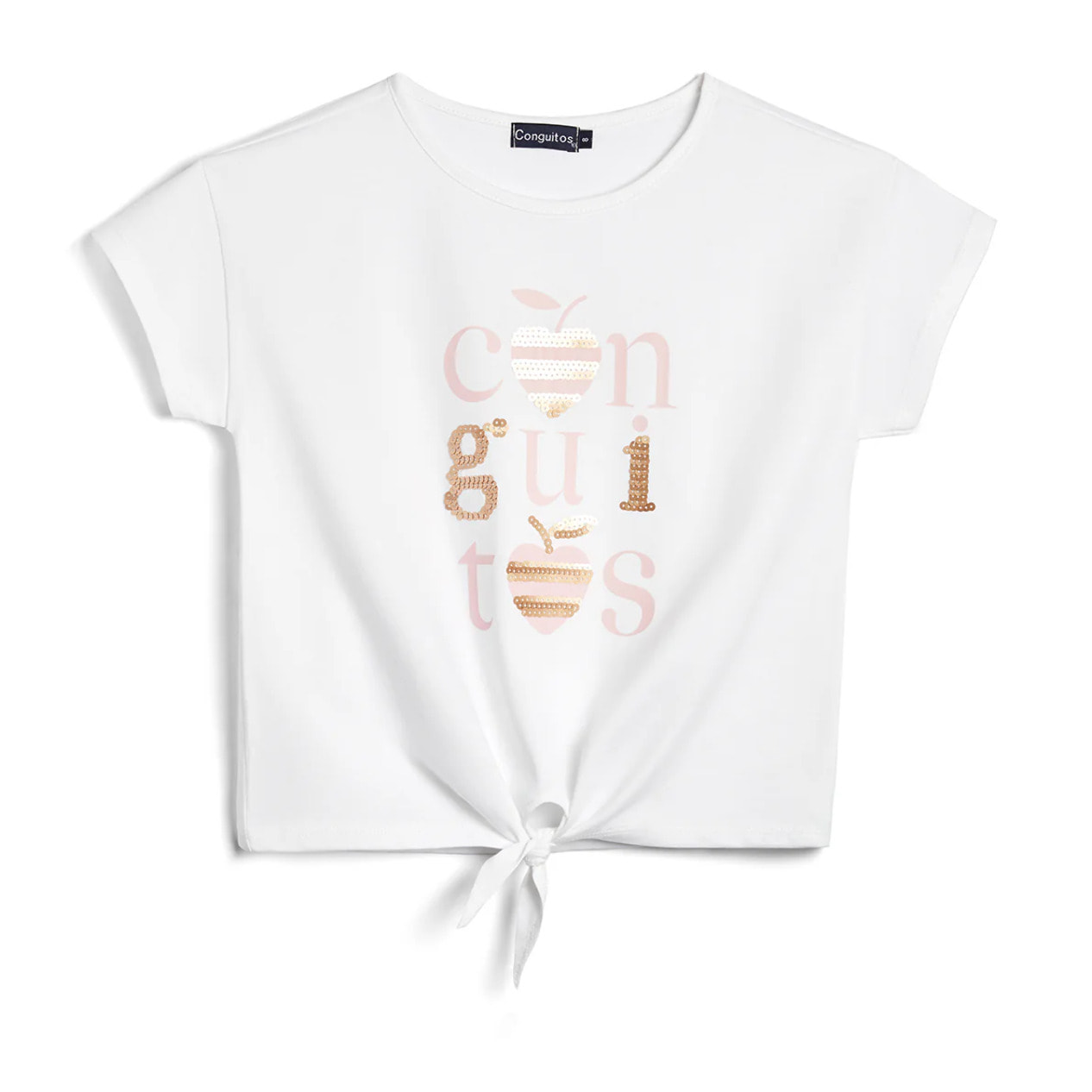 Camiseta de Niña Con Nudo en Blanco