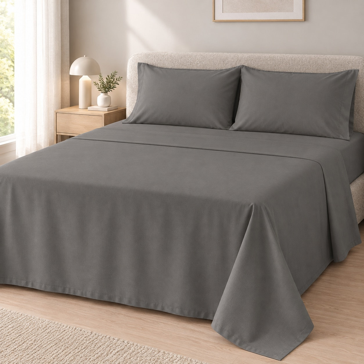 COMPLETO LENZUOLA PERCALLINO - GRIGIO SCURO