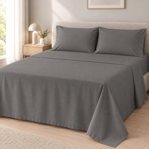 COMPLETO LENZUOLA PERCALLINO - GRIGIO SCURO