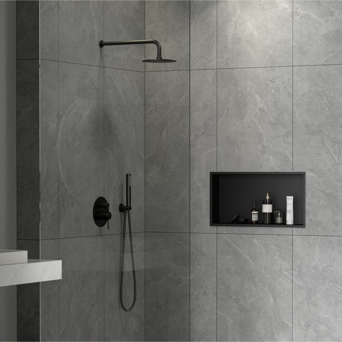 Aurum Niche de Douche à encastrer, Acier Inoxydable 304, 60x30x10cm, Noir mat (SATAURN6030MB)