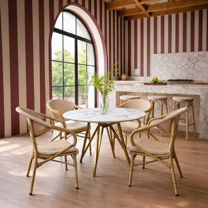 Lot de 2 fauteuils de table en aluminium et effet rotin beige AMALFI