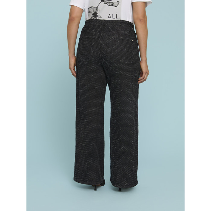 Fiorella Rubino - Jeans de pierna recta con efecto bordado - Negro