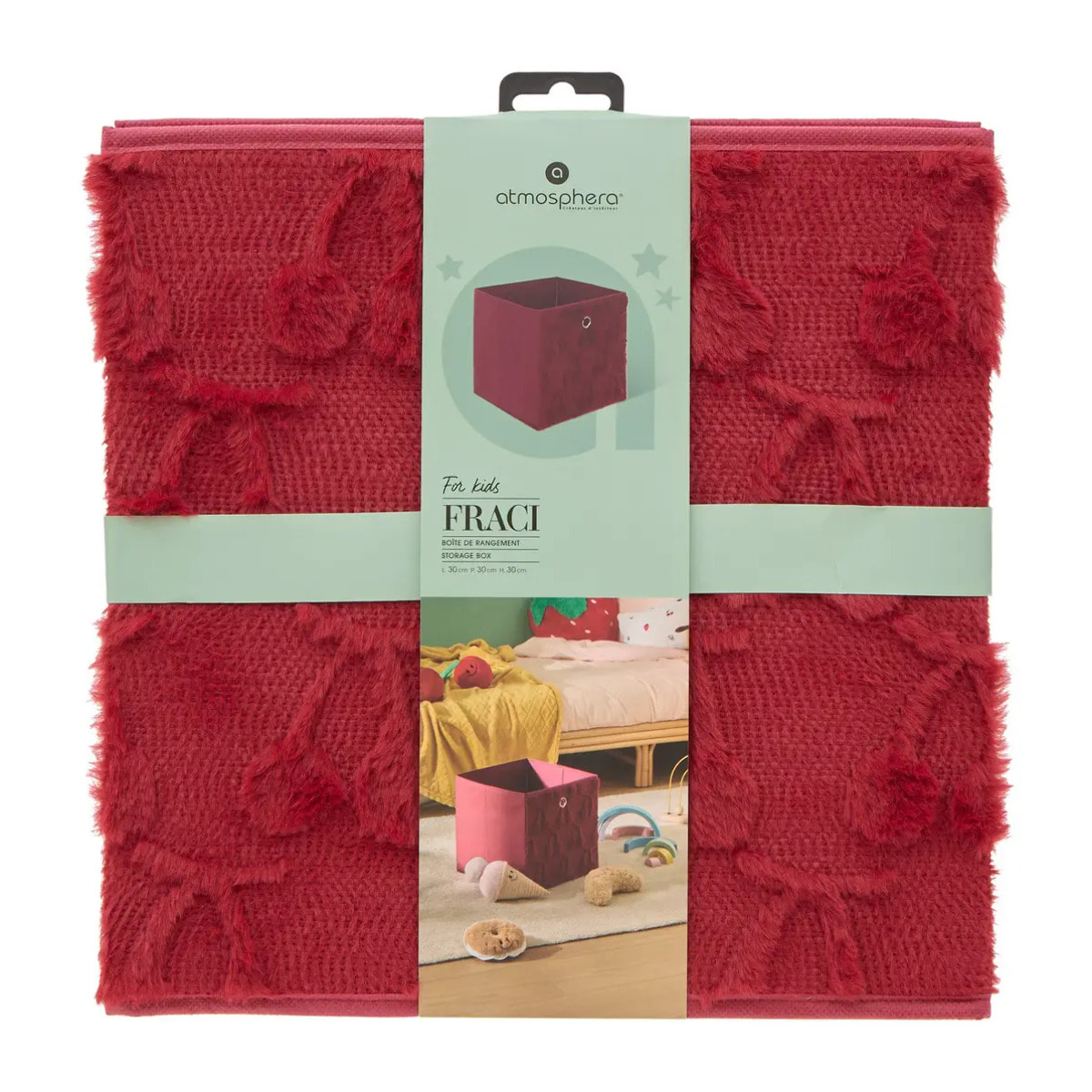 Panier de rangement Fraci 30x30cm Rouge Motifs Cerises