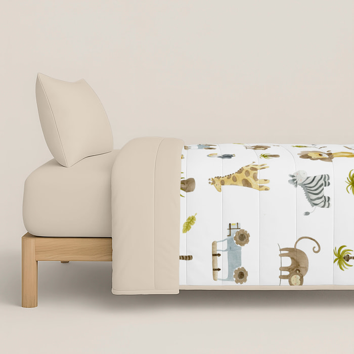 Cool Kids - Edredón Nórdico Estampado - Infantil - 100% Algodón - 200 gr/m² con Tacto Pluma - Serengeti