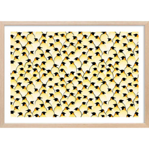 Affiche enfant pingouins  Affiche + cadre en bois - Chêne