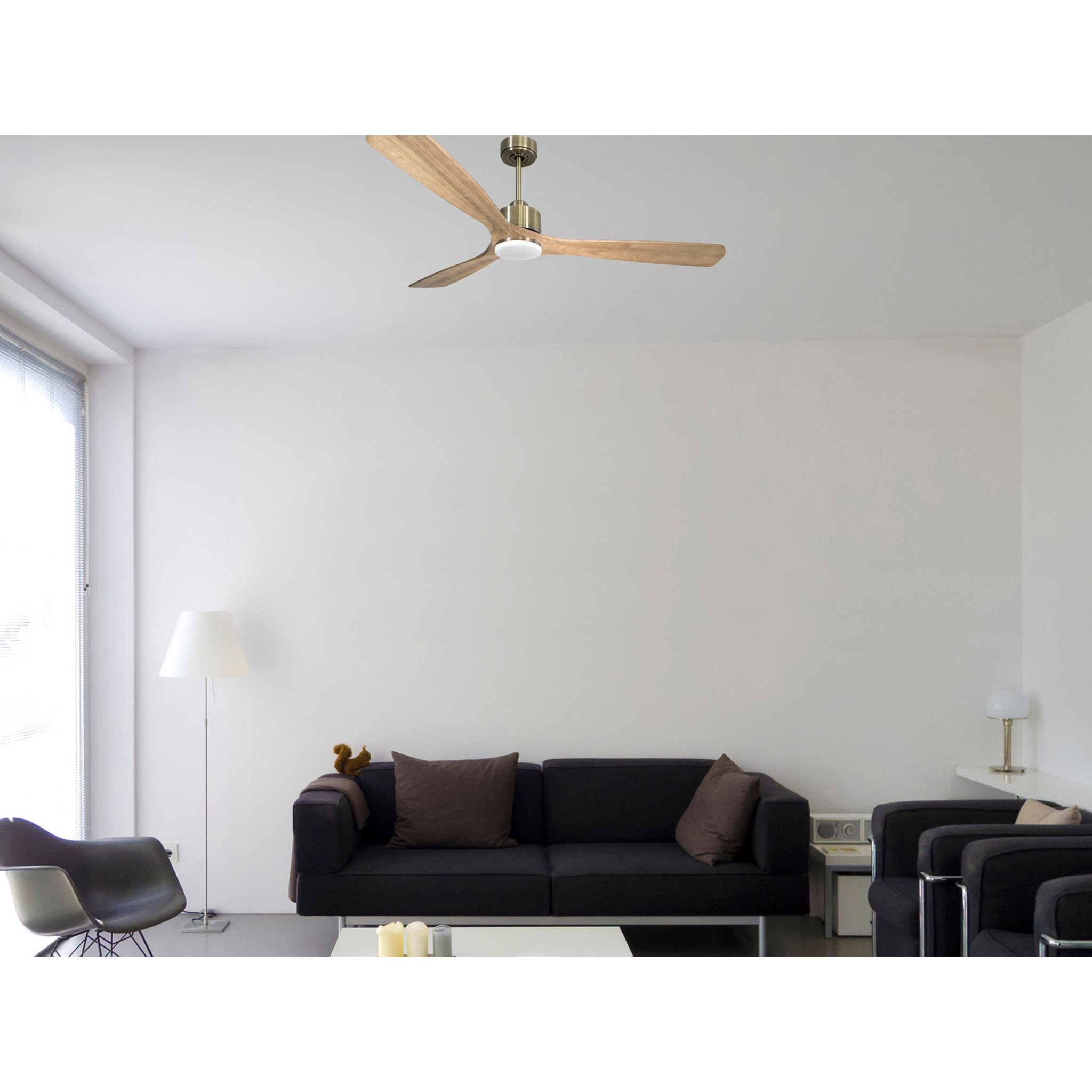 Ventilateur de plafond Réversible  Thermostat Dimmable Wifi Moteur à courant continu Toits en pente Télécommande Lumière à trois tons Hypersilence Mémoire