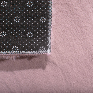 AVA - Tapis doux à poils longs lavable en machine - Rose
