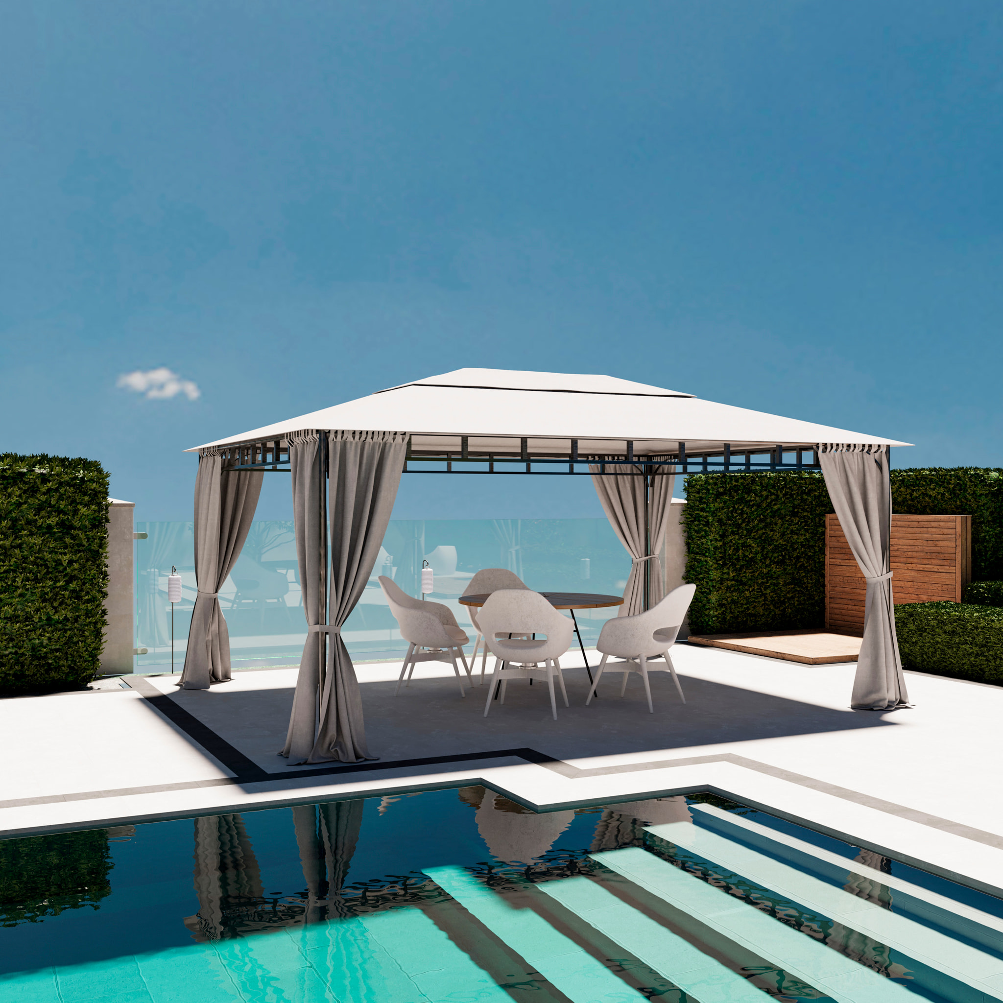 Gazebo Da Giardino 3 x 4 M Con Tende Laterali Richiudibili Struttura In Acciaio Robusto Copertura Impermeabile 180 g/m² Con 4 Teli Laterali Esterno Giardino Piscina Fiere Ombreggiante Privacy Grigio