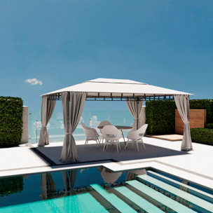 Gazebo Da Giardino 3 x 4 M Con Tende Laterali Richiudibili Struttura In Acciaio Robusto Copertura Impermeabile 180 g/m² Con 4 Teli Laterali Esterno Giardino Piscina Fiere Ombreggiante Privacy Grigio