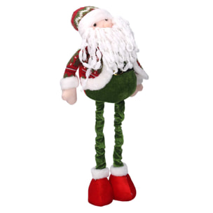 Babbo natale in tessuto verde rosso cm30x10h52