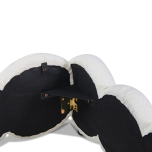 Lit coffre laine bouclée blanche