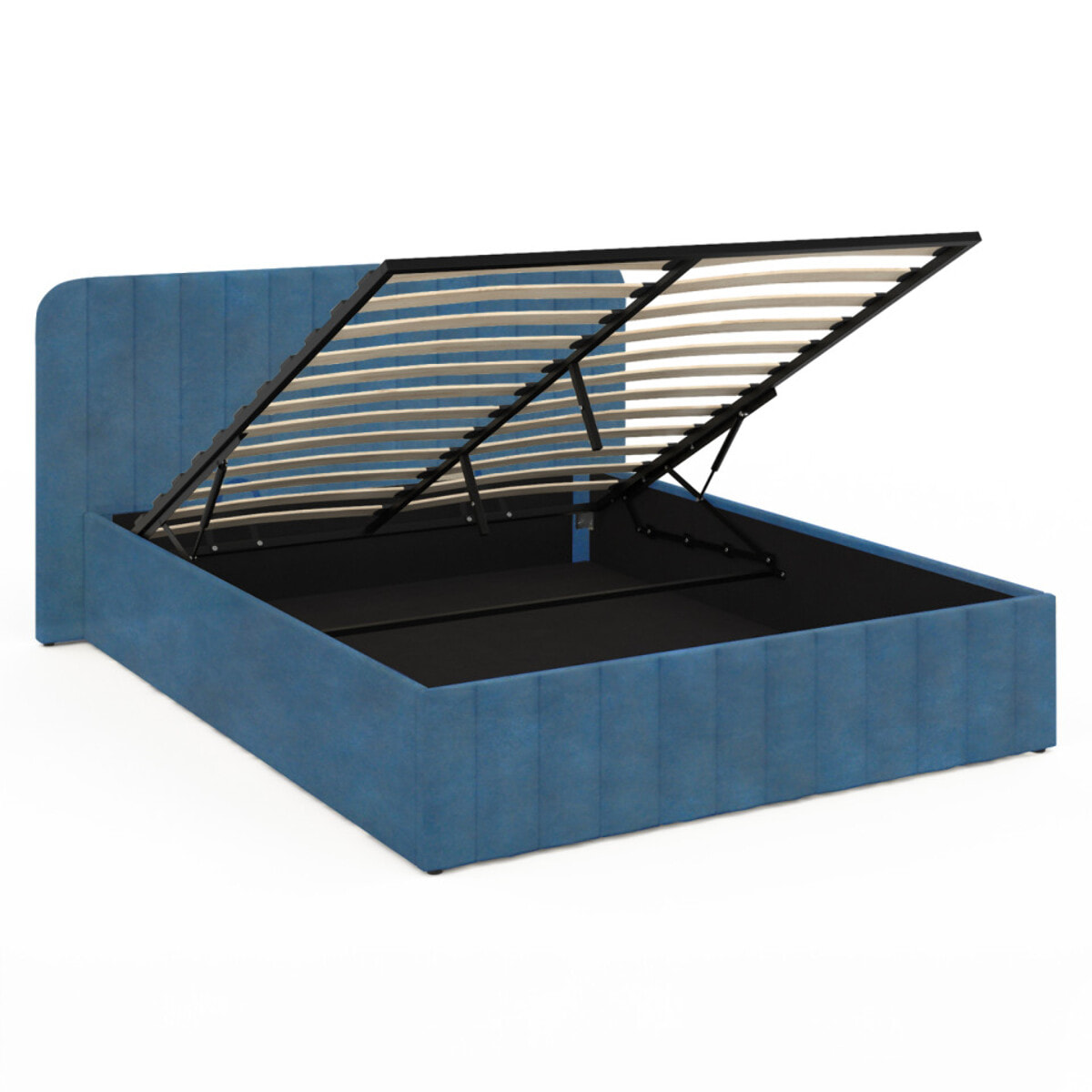 Lit coffre Valentina 140x190cm velours bleu